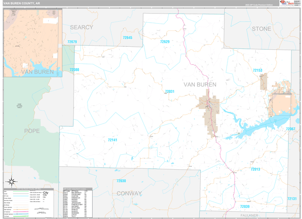 Van Buren County, AR Wall Map Premium Style